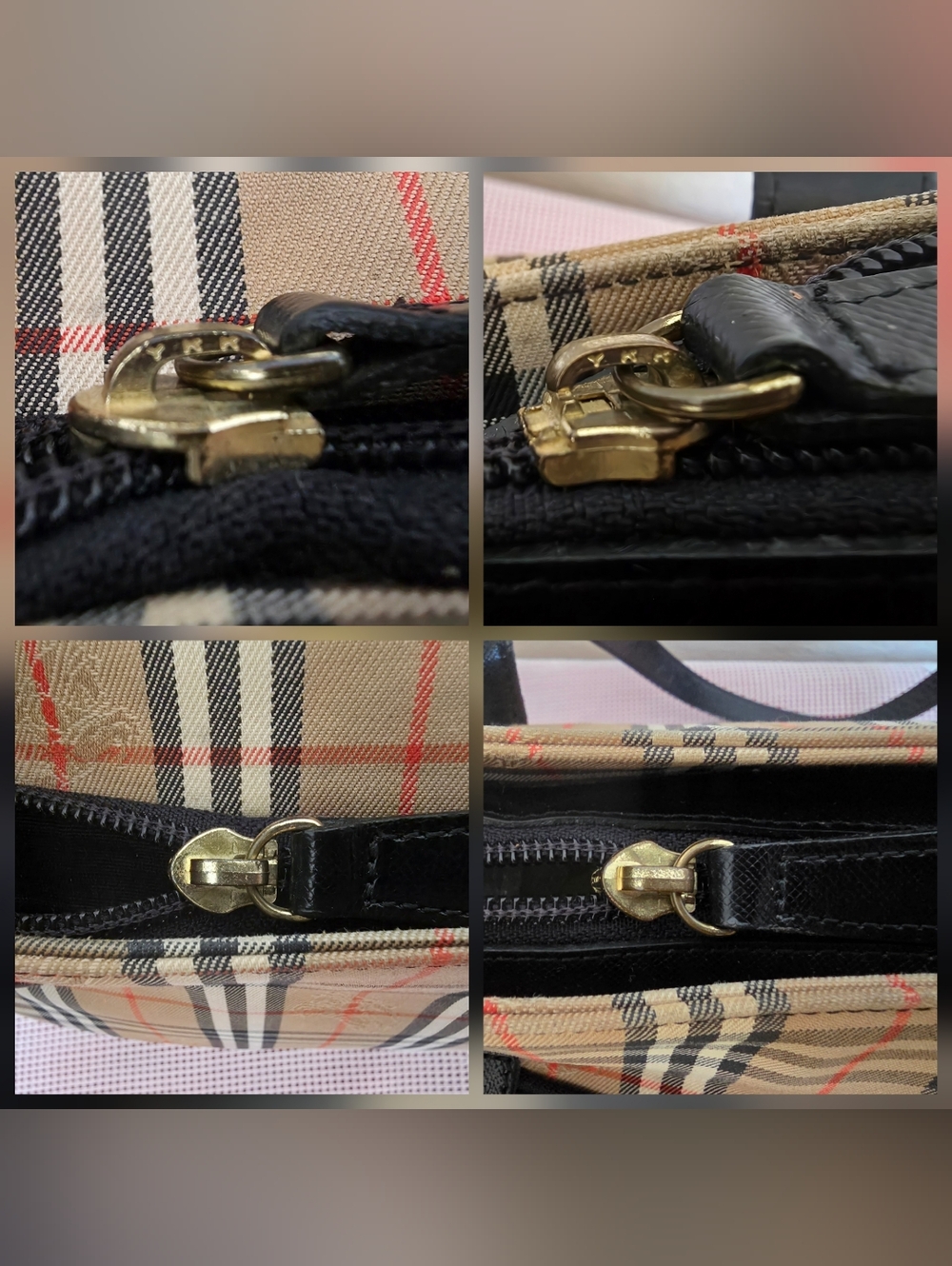 Burberry Canvas Nova Check Top Zip Tote Bag AUTHENTIC - Picture 12 of 16